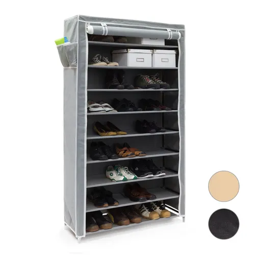 relaxdays Schuhschrank VALENTIN hoch Anthrazit grau - Praktischer Schuhschrank aus robustem Vlies mit stabilem Metallgestell. Ideal für die Aufbewahrung von Schuhen und Accessoires, schützt vor Staub und ist schnell aufgebaut.