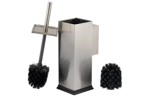 bremermann WC-Reinigungsbürste WC-Garnitur inkl. Wandhalterung, WC-Bürstenhalter eckig aus Edelstahl