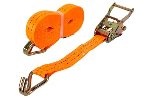 UNITRAILER Spanngurt mit Ratsche 10m 35mm 2t Orange zur Ladungssicherung für Pkw-Anhänger und Transporter zweiteilig mit robusten Haken für stabilen Transport von Waren und Lasten im Gewerbe