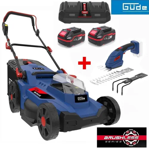 Güde Akku Rasenmäher RM 36/43 mit 2 Akkus und Schere