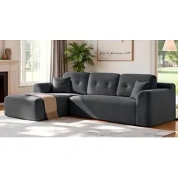 VASAGLE Modulares Ecksofa mit Liege links, 244 cm, grau