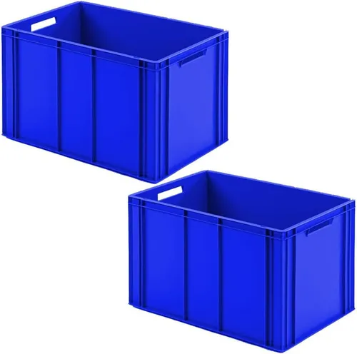 BRB-Lagertechnik Aufbewahrungsbox 2 Eurobehälter mit 2 Durchfassgriffen - Robuste Aufbewahrungsbox für Industrie und Handwerk, 85 Liter Volumen, temperaturbeständig von -20 °C bis +80 °C, ideal für effiziente Logistiklösungen.