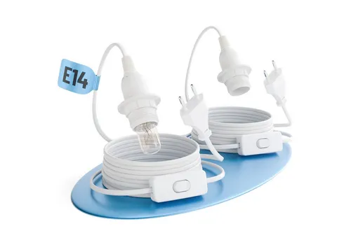 greate 2x Lampenfassung E14 Sockel mit Stecker, Schalter & Kabel 3,5m - weiß