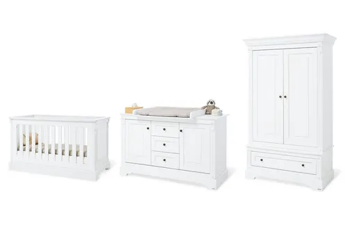Pinolino® Babymöbel-Set „Emilia”, extrabreit, 3-tlg. für Ihr Kinderzimmer - Babymöbel-Sets, 3-tlg. Set aus edelmatt lackiertem MDF, mitwachsend und umbaubar, ideal für ein modernes Jugendzimmer.