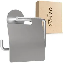 ovimar Toilettenpapierhalter Hanstholm, Edelstahl Silber - Toilettenpapierhalter zur Klebebefestigung, aus hochwertigem gebürstetem Edelstahl, ideal für ein modernes Bad-Design und einfache Montage ohne Bohren.