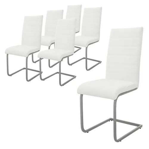 ML-DESIGN Freischwinger Stuhl 6er Set - Moderne Esszimmerstühle mit ergonomischer Rückenlehne und schwerelosem Sitzkomfort. Hochwertiger PU-Kunstleder Bezug, pflegeleicht und ideal für stilvolle Essbereiche.