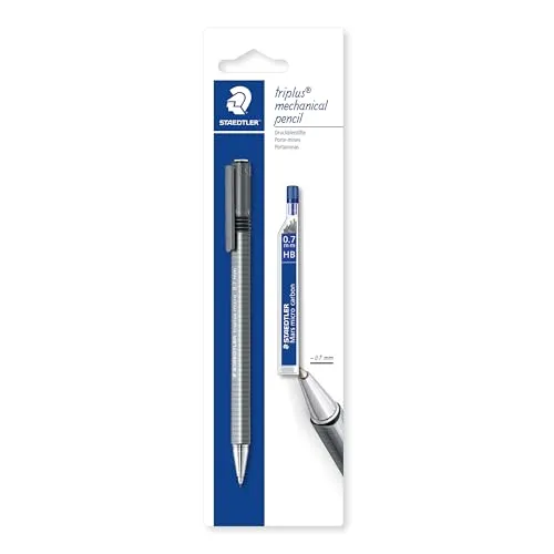 STAEDTLER 77427BK25D triplus micro Druckbleistift - 0.7 mm, ergonomischer Dreikantschaft für ermüdungsfreies Schreiben, nachfüllbar und mit auswechselbarem Radierer