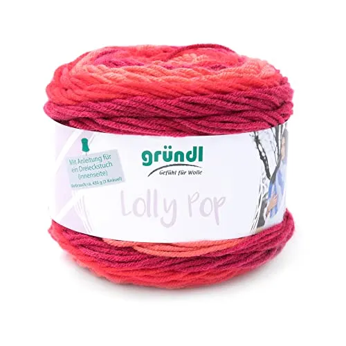 Gründl Lolly Pop Häkel- und Strickgarn (Wollähnliches und waschbares Universalgarn 100% Polyacryl, 150 g / 240 m, Nadelstärke: 5-6, 150 g), Wild Cherry Swirl