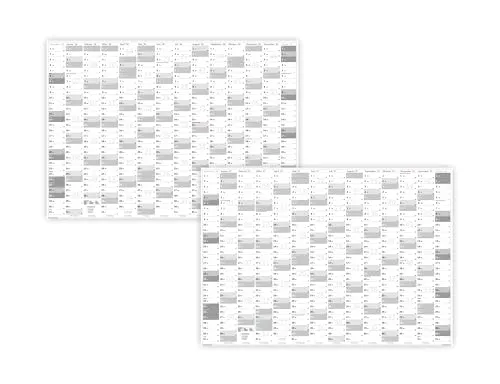 XXL Wandkalender gerollt Wandplaner DIN A0 2026 + 2027 grau2 große Tageskästchen