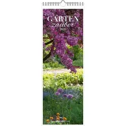 Gartenzauber 2026 Streifenkalender 15x42 cm - Wandkalender für Gartenliebhaber mit farbenfrohen Motiven und viel Platz für Eintragungen. Ideal für die Planung von Gartenaktivitäten und Termine.