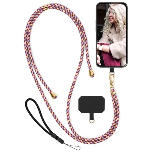 moex Unleash für Honor 200 Pro Handyband zum Umhängen ohne Hülle, Handykette Universal mit Karabiner, Handy Band abnehmbar, Kette mit Pad für Handyhülle, Candy, Gold