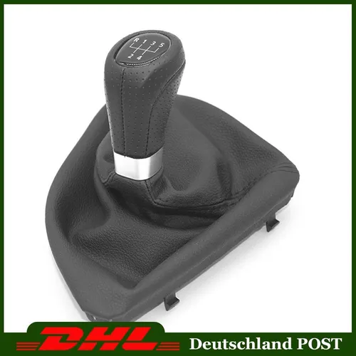 Sport Schalthebel Schaltmanschette für BMW 1er E81 E82 E87 E88 - Schaltknauf für 5-Gang Schaltgetriebe in Schwarz/Silber, aus hochwertigem Leder und Kunstleder, ideal für sportliches Fahrgefühl und individuelle Innenausstattung.