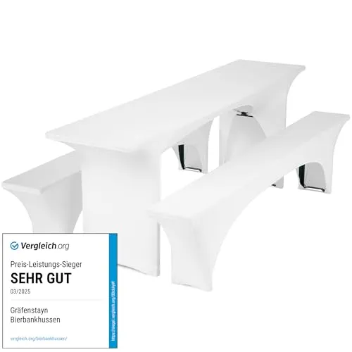 Gräfenstayn Hussen-Set Biertischhussen 3 tlg, 50x220cm Weiß von Gräfenstayn