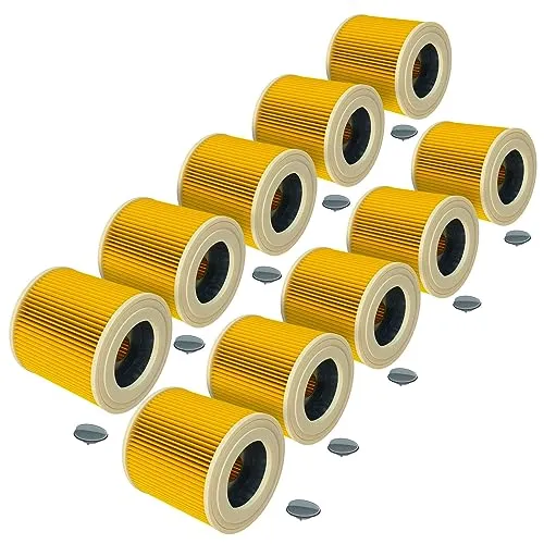 vhbw 10x Faltenfilter kompatibel mit Kärcher WD 3 V-17, WD 3 S V-4, WD 3 V-4, WD 3 V-20, WD 3 S V-20, WD 3 S V-17 Staubsauger