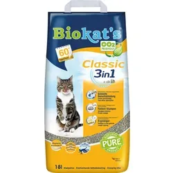 Biokats Katzenstreu Classic 3in1 18 l - Katzenstreu mit 3 verschiedenen Korngrößen für optimale Flüssigkeits- und Geruchsabsorption, ideal für ein sauberes und geruchsfreies Katzenklo.