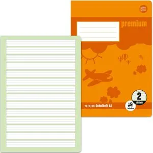 Staufen Schulheft Premium 734010302, A5, liniert mit Rand, 16 Blatt, Lineatur 2