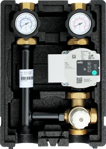 Ecomix EN004 Heizkreispumpengruppe mit Drei-Wege-Mischer - Professionelle Heizkreispumpengruppe für effiziente Heizungsregelung. Mit Hocheffizienzpumpe und verstellbarem Thermostatkopf für optimale Anpassung.