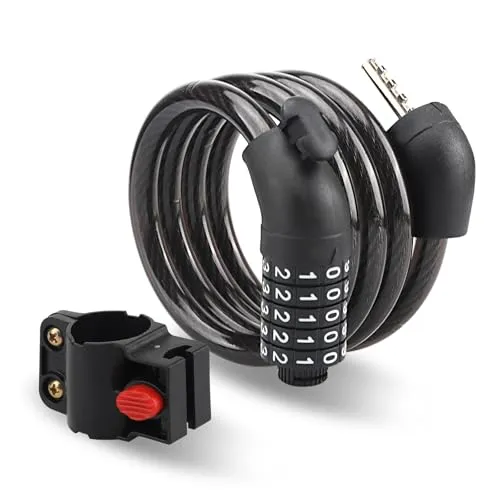 Fahrradschloss - Fahrradschloss Zahlenschloss - Zahlenschloss Fahrrad - Passwortschloss mit einer Länge von 105 cm - Stahlseilstärke von 10 mm - Passwortschloss mit 5-stelliger Ziffernkombination