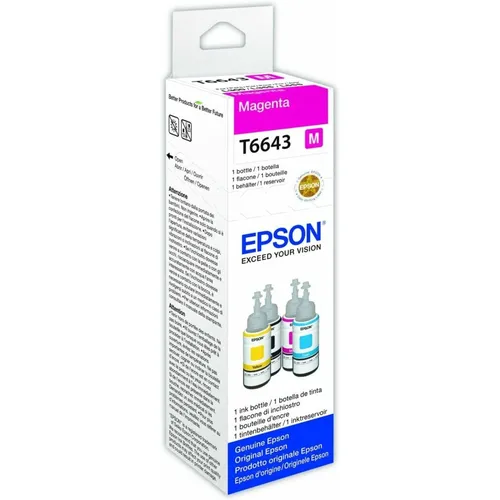 Epson Nachfülltinte C13T664340 Magenta - 70 ml Originaltinte für EcoTank Drucker, hohe Qualität für brillante Druckergebnisse und kosteneffiziente Nutzung