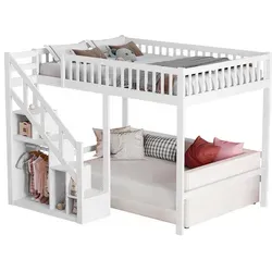 Parafta Home Etagenbett Weiß, 90x200 cm, Platzsparendes Kinderbett