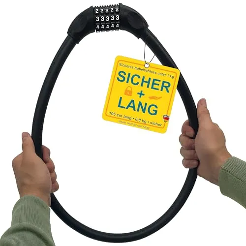 KOHLBURG Kabelschloss Zahlenschloss 105cm lang & 20mm stark mit Zahlen & Kabel für hohe Sicherheit - sicheres Fahrradschloss mit Zahlenkombination - Schloss mit Zahlencode für Fahrrad E-Bike e Scooter