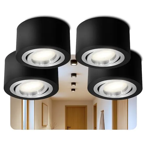 SSC-LUXon LED Aufbaustrahler LANTI rund schwarz mit 4W LED Modul - Aufbaustrahler für geschlossene Räume, schwenkbar für individuelle Lichtakzente und energiesparendes LED-Modul für gemütliches Ambiente.