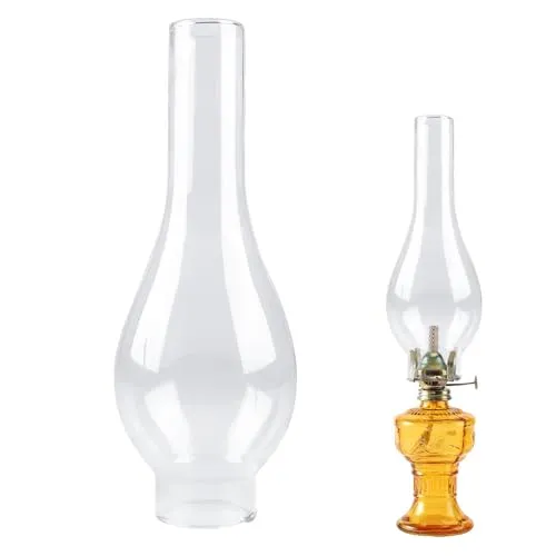 Ersatz Lampenschirm Glas für Öllampe, Glasschirm für Petroleumlampe, Öllampe Schornstein, Ersatzglas für Petroleumlampe Zylinder für Öllampe Retro Vintage (5cm Sockel, Höhe 24cm)