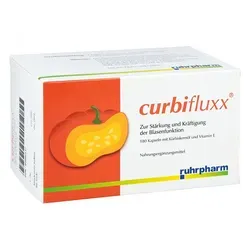 Curbifluxx 180 ST - Nahrungsergänzungsmittel zur Stärkung der Blasenfunktion mit 1500 mg Kürbiskernöl pro Tagesdosis. Enthält Vitamin E zum Schutz der Zellen vor oxidativem Stress. Frei von Gluten und Lactose.