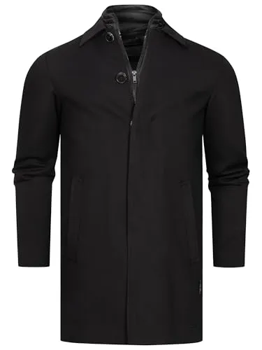 Indicode Kurzmantel INBenyome, Black - Eleganter Casual Look - Kurzmäntel mit Stehkragen, ideal für die Saison 2024/2025. Aus hochwertiger Viskose-Polyamid-Mischung für optimalen Tragekomfort.