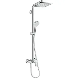 hansgrohe Crometta E 240 Showerpipe 27284000 - Brausegarnituren mit 24x24 cm Kopfbrause, verstellbarem Neigungswinkel und einstellbarer Heißwasserbegrenzung für ein individuelles Duscherlebnis.