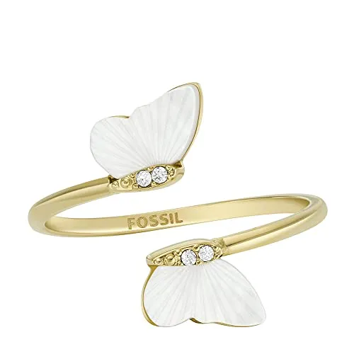 FOSSIL Damen Ring aus Edelstahl offen, 9, Ernte-Gold - Eleganter offener Ring aus poliertem Edelstahl in Goldfarben, perfekt für jeden Anlass und in verschiedenen Größen erhältlich.