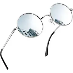Sonnenbrille Rund Polarisierte A11-silber Verspiegelt - Entdecke die runde, polarisierte Sonnenbrille A11 in silber mit UV400-Schutz. Ultraleicht und komfortabel, ideal für Strand und Stadt. Stilvolles Design und robuste Materialien machen sie zum perfekten Begleiter für jedes Abenteuer.