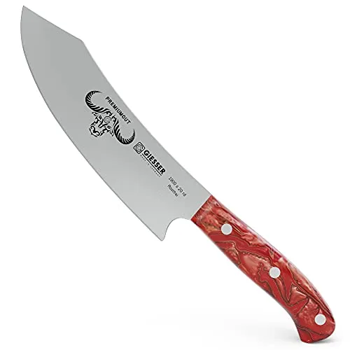 Giesser Red Diamond Kochmesser 20 cm - PremiumCut Chefs No 1 - Kochmesser aus deutschem Chrom-Molybdän-Stahl mit extrem scharfer 20 cm Klinge. Ideal für Profis und Hobbyköche - einzigartiger Griff für perfekte Ergonomie und außergewöhnliche Schärfe.