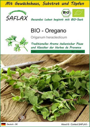 SAFLAX Kräutersamen SAFLAX - Anzuchtset - BIO - Oregano