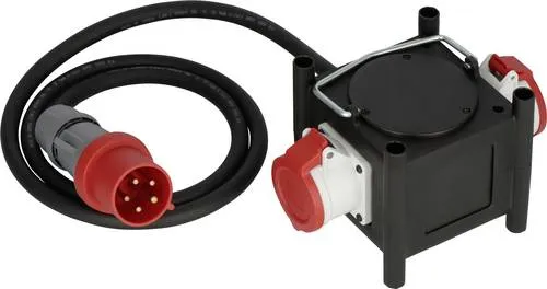 Brennenstuhl Gummi-Stromverteiler mit 2m Kabel - Robuster Verteilerkasten für Baustellen, IP44, ideal für den ständigen Außeneinsatz, beständig gegen Öle und UV-Strahlung, Made in Germany.