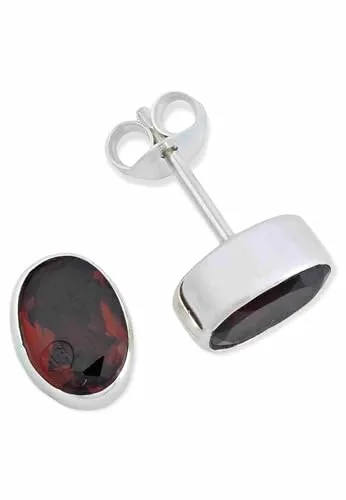 Ohrstecker 925 Silber Granat roter Stein Edelstein Ohrringe echt Silber Damen Sterling Silber Stecker Geschenk(MOS-040-52)