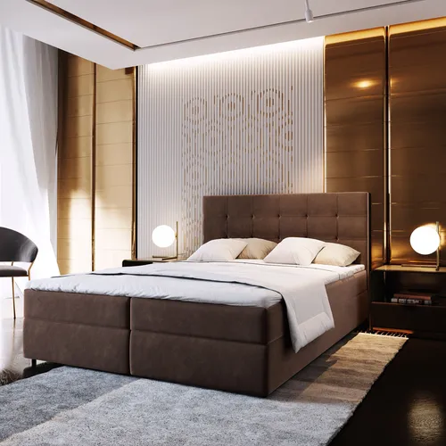 Masseno Boxspringbett GLOS 180x200 cm mit Bonell Matratze und Topper - Elegantes Kontinentalbett mit großem Bettkasten und ergonomischem Schlafkomfort. Ideal für entspannte Nächte und Ordnung im Schlafzimmer.