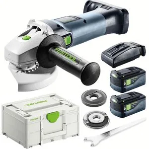 Festool Akku-Winkelschleifer AGC 18-125 5,0 EBI-Plus - Schleifmaschinen für präzises Trennen und Schleifen - staubresistent, langlebig und ausgestattet mit einem bürstenlosen EC-TEC Motor für optimale Leistung und stufenlose Drehzahlregelung.
