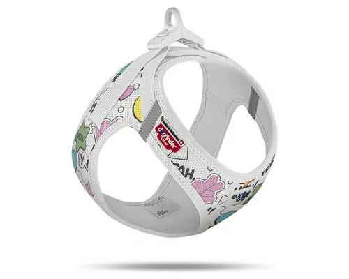 Curli Clasp Vest Geschirr Limited Edition 25 Comic Light-Gray - Ultraleichtes Geschirr aus atmungsaktivem Material für optimalen Tragekomfort. Mit innovativem Clasp-Verschluss für einfache Handhabung und reflektierenden Streifen für erhöhte Sicherheit. Ideal für aktive Hunde!
