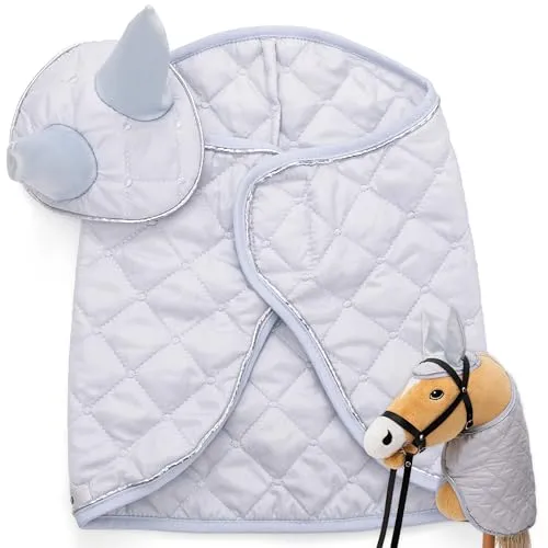 Hoofly Hobby Horse Zubehör Set – Decke & Fliegenhaube in Grau - Hochwertiges Set für dein Hobby Horse mit Decke und Fliegenhaube. Ideal für Spiel und Training, fördert Kreativität und Verantwortungsbewusstsein. Kompatibel mit gängigen Hobby Horses und in verschiedenen Farben erhältlich.