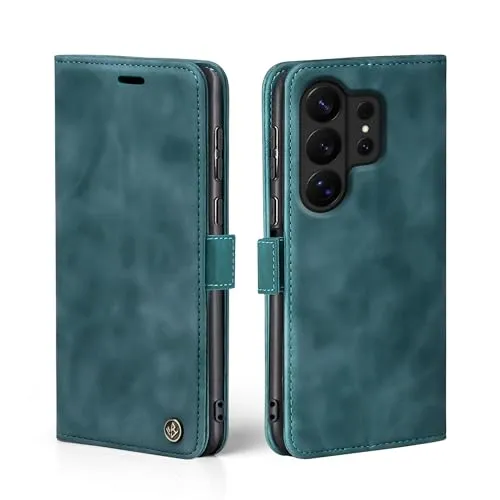 LBH Handyhülle für Samsung Galaxy S26 Ultra in Petrol Blau mit Karten- und Geldfach Smartphone Hülle mit Standfunktion Flip Case Schutzhülle Magnetverschluss Vintage