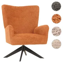 Lounge-Sessel HWC-N65 - Drehbarer Cocktailsessel in Terracotta - Moderner Sessel mit 15 cm dicker Polsterung für höchsten Komfort, um 360° drehbar. Ideal für stilvolle Wohnräume und entspannte Stunden.