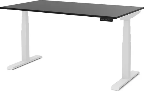 ASSMANN Höhenverstellbarer Schreibtisch Pitino Schwarz Weiß, 120x70cm mit Memoryfunktion - Pitino – Flexibler Steh-Sitz-Schreibtisch für die ganze Familie. Mit stufenloser Höhenverstellung und leiser Motorik fördert er ergonomisches Arbeiten und passt sich den Bedürfnissen aller Altersgruppen an.