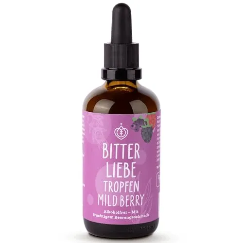 BitterLiebe Bittertropfen Mild Berry - alkoholfreie Bitterstoffe mit Beerengeschmack - Genieße die mild-fruchtige Note unserer alkoholfreien Bittertropfen! Ideal für die tägliche Anwendung, vegan und in geprüfter Qualität aus Deutschland hergestellt.