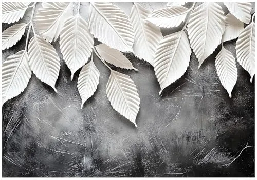 WallArena Vlies Fototapete Blätter 350x250 cm - Botanischer 3D Effekt für Wohnzimmer und Schlafzimmer - Vlies Fototapete in 350x250 cm für stilvolle Wohnräume. Strapazierfähig und formstabil, inklusive Kleister für eine einfache Montage. Verleihen Sie Ihrem Raum mit dieser eleganten Tapete einen einzigartigen Look.