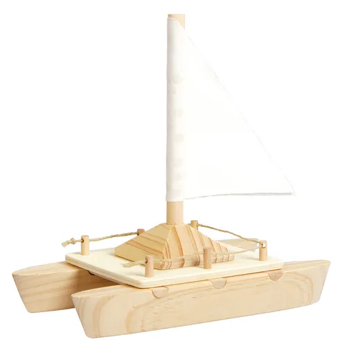 Bausatz KATAMARAN Bastelset Boot bauen Schiff Kreativset Bauset schwimmfähig NEU