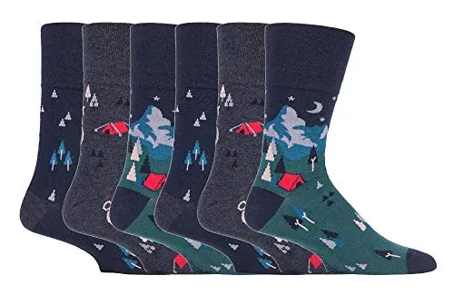 Gentle Grip - 6er pack herren comfort ohne gummi bund mittellang business bunt socken in 35 farben (MGG576)