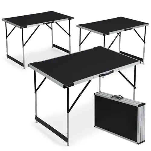 Mamba Tapeziertisch 3-teilig klappbar – Multifunktionstisch Set 100 x 60 cm, höhenverstellbar (75 – 94 cm), Alu-Rahmen, 90 kg Tragkraft, Power-Verstrebung – Flohmarkttisch Campingtisch Arbeitstisch