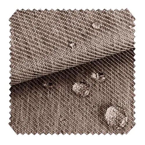 NOVELY® Oxford 350D Outdoor-Stoff im Leinen-Look - Mélange Polsterstoff - Wasserabweisende Meterware 1lfm | Farbe: 28 Hellbraun