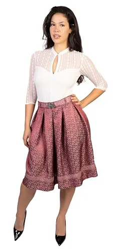 Trachtl Giselle Faltenrock mit Gürtel Dirndl Rock Trachtenrock Oktoberfest RÖCKE Knielang Midi (Orginal TRACHTL) gr.34-44 (34) (Bordeaux/Weiß)